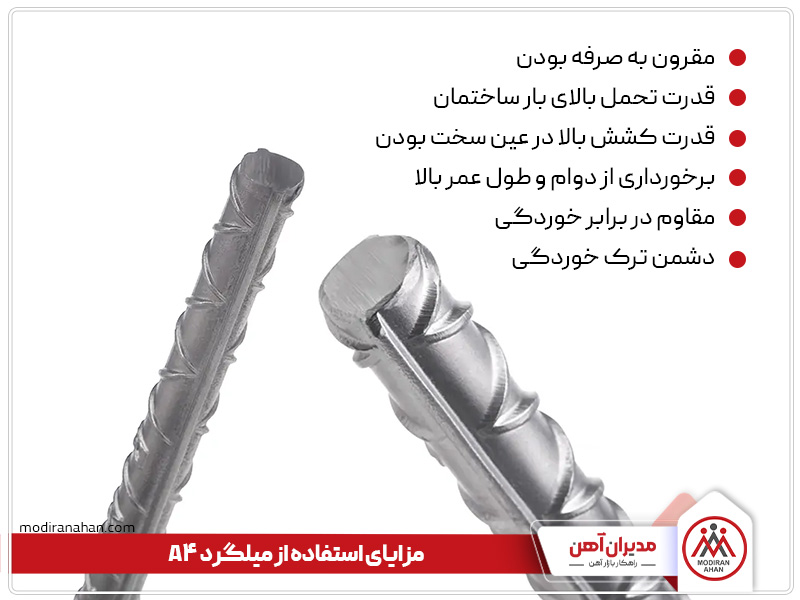 مزایای استفاده از میلگرد a4 مزایای استفاده از میلگرد a4